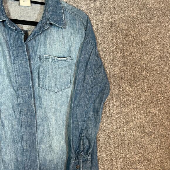 H&M Dress Womens 4 Small Blue Denim Jean Shirt Dress Button Front Midi Long Slv - Picture 4 of 10